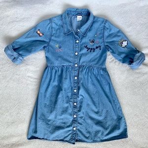 Gymboree Chambray Button Down Dress w Embroidered Sunshine Happy Day!
